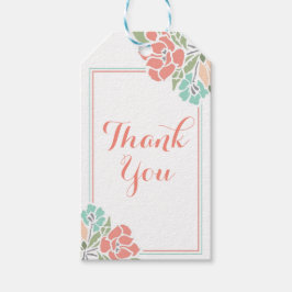 Etiqueta Para Presente Floral Coral Teal Agradecimento