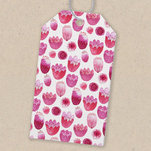 Etiqueta Para Presente Floral de Flor com Cor de Água Rosa