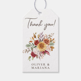 Etiqueta Para Presente Floral de Folhas de Outono Marrom em Favor de Casa
