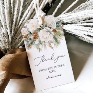 Etiqueta Para Presente Floral de inverno branco com Chá de panela de pinh