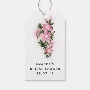 Etiqueta Para Presente Floral e renda rosa iridescente