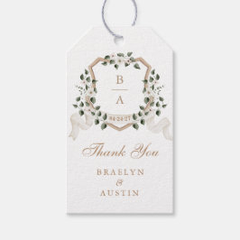 Etiqueta Para Presente Floral Elegante Verde Ivy Crest Obrigado