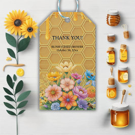 Etiqueta Para Presente Floral Honeycomb Honeybee Honey Drivers Chá de fra