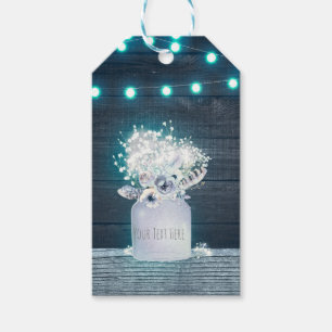 Etiqueta Para Presente Floral Mason Jar e Blue Lights Casamento Russo