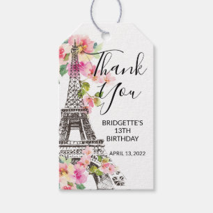 Etiqueta Para Presente Floral Paris Eiffel Tower Festa de aniversário Fav