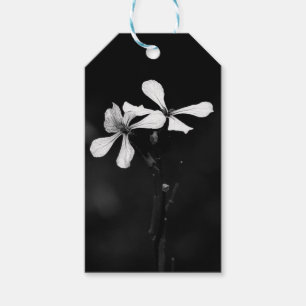 Etiqueta Para Presente floral preto e branco minimalista
