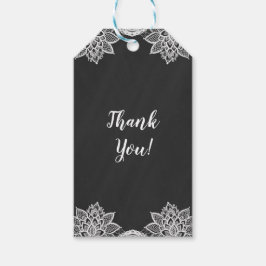 Etiqueta Para Presente Floral Preto Quadro Negro e Renda Casamento Countr