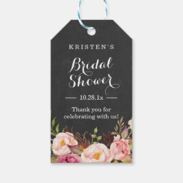 Etiqueta Para Presente Floral Rosa Lousa | Agradecimento Chá de Noiva