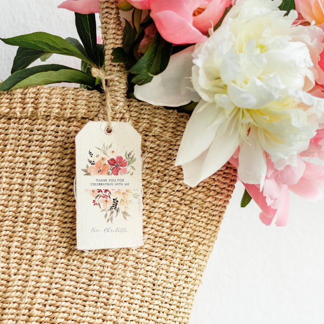 Etiqueta Para Presente Floral Simples | Aniversário Obrigado (Criador carregado)