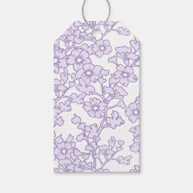 Etiqueta Para Presente Floral Trellis Purple - White (Frente)