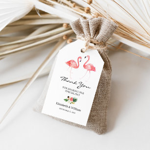 Etiqueta Para Presente Floral tropical deixa o favor de Flamingo obrigado