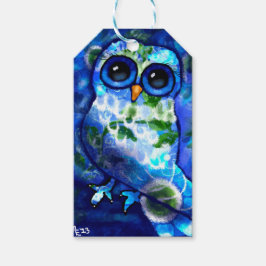 Etiqueta Para Presente Floral Verde Azul-Abstrato