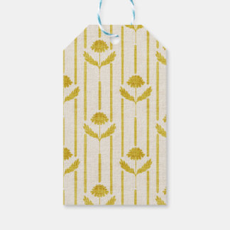 Etiqueta Para Presente Floral Vintage em listras em amarelo mostarda