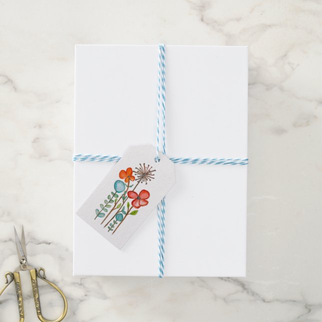 Etiqueta Para Presente Flores (Com cordão)