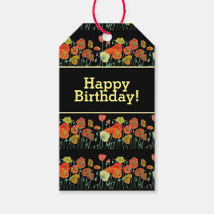 Etiqueta Para Presente Flores Amarelas Vermelhas Flores-Papagaios Papagai