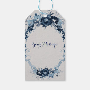 Etiqueta Para Presente Flores Azuis Vintage Favor Elegante de Casamento F