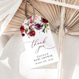 Etiqueta Para Presente Flores Borgonhetas, Flores Rosa, Boho, Chá de fral