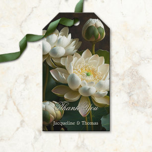 Etiqueta Para Presente Flores Brancas de Lotus Favoritos Românticos