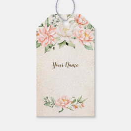 Etiqueta Para Presente Flores Brancas de Pêssego do Partido Elegante