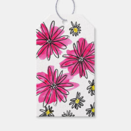 Etiqueta Para Presente Flores Brancas e Rosa Quiméricas