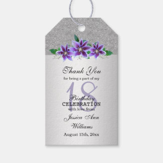 Etiqueta Para Presente Flores Clássicas Silver & Clematis 18º Aniversário