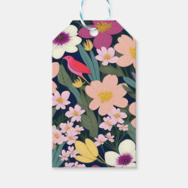 Etiqueta Para Presente Flores coloridas, cor-de-rosa, encantadora Etiquet