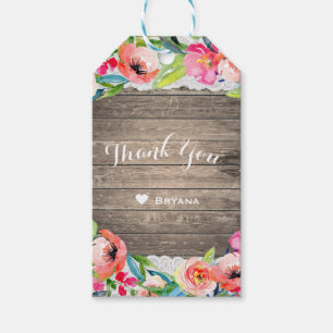 Etiqueta Para Presente Flores Coloridas Madeira Floral Moderna e Favor de
