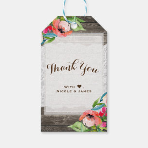 Etiqueta Para Presente Flores Coloridas Madeira Floral Moderna e Favor de