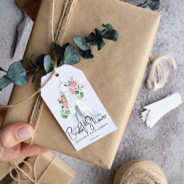 Etiqueta Para Presente Flores cor-de-rosa elegantes e verde - chá de pane