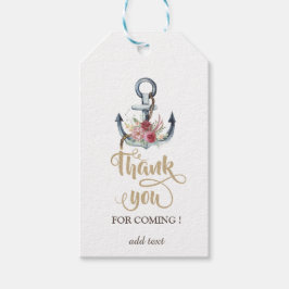 Etiqueta Para Presente Flores de Âncora de Aquarelas Náuticas