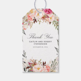 Etiqueta Para Presente Flores de Aquarela Cor-de-Rosa Esfareladas Elegant