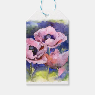 Etiqueta Para Presente Flores de aquarela flores cor-de-rosa flores de il