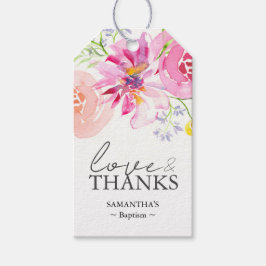 Etiqueta Para Presente Flores de Aquarela Personalizadas Baptism
