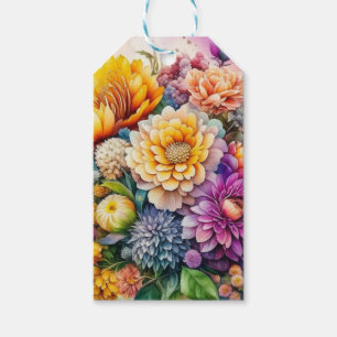 Etiqueta Para Presente Flores de arte de IA em aquarela coloridas lindas