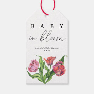 Etiqueta Para Presente Flores de buquê vermelho-aquarelas - bebê em flora