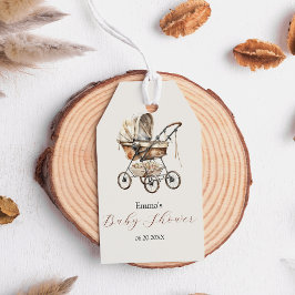 Etiqueta Para Presente Flores de Carruagem de Bebê de Moda Velha