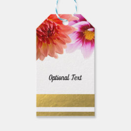 Etiqueta Para Presente Flores de Dahlia Cor-de-rosa e Coral para Casament