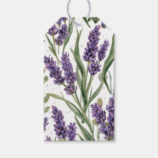Etiqueta Para Presente Flores de Lavanda Roxa Botânica Aquarela