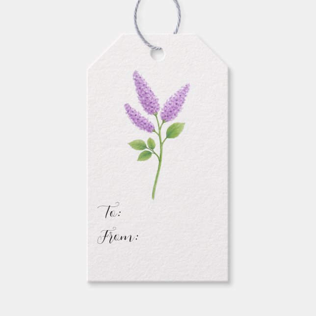 Etiqueta Para Presente Flores de Lilás Roxo para Casamento (Frente)