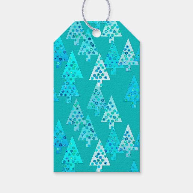 Etiqueta Para Presente Flores de Natal modernas - Turquesa (Frente)