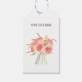 Etiqueta Para Presente Flores de peônia aquarela pastel casamento rústico