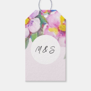 Etiqueta Para Presente Flores de Pêssego Artístico Aquarela Personalizada