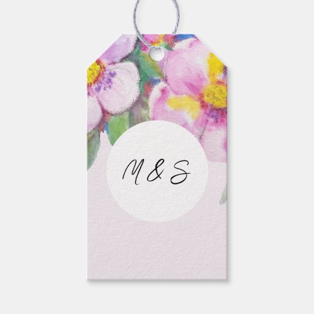Etiqueta Para Presente Flores de Pêssego Artístico Aquarela Personalizada (Frente)