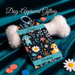 Etiqueta Para Presente Flores de Puppia Azul Escuro personalizadas
