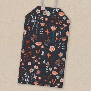 Etiqueta Para Presente Flores de Verão Escandinavas Dark Boho Moderno