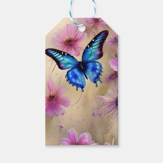 Etiqueta Para Presente Flores e borboletas lindas (Frente)