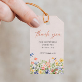 Etiqueta Para Presente Flores e Dragonflies Obrigado Chá de panela