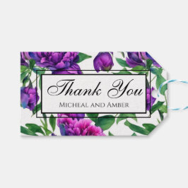 Etiqueta Para Presente Flores elegantes em magenta roxo em aquarela