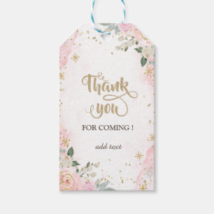 Etiqueta Para Presente Flores em aquarela elegante flocos de neve Obrigad