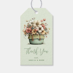 Etiqueta Para Presente Flores em um Vaso Aconchegante Shabby Fofo Festa